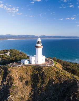 an aerial view of the Cape Byron Lighthouse