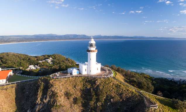 an aerial view of the Cape Byron Lighthouse
