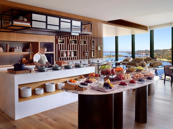 a buffet at the Ritz Carlton Perth club lounge
