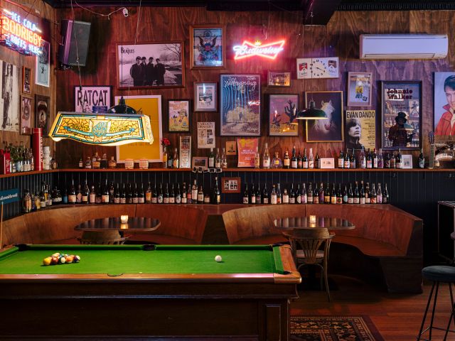 a pool table inside Lulie Tarvern, Abbotsford