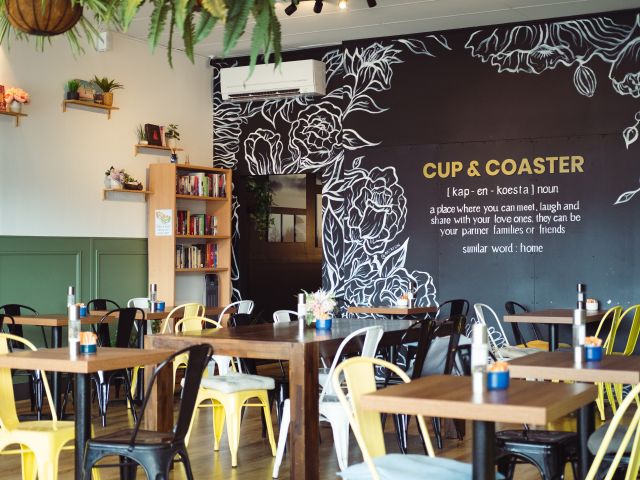 the cafe interior of Cup & Coaster, Fyshwick