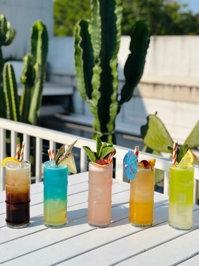 colourful drinks at Tetto Rooftop Bar, Brisbane