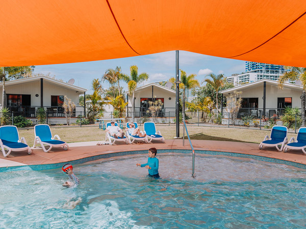 kids playing in the pool at Broadwater Tourist Park, Gold Coast