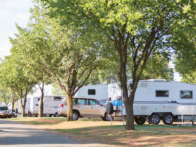the caravan and campground at Exhibition Park Canberra