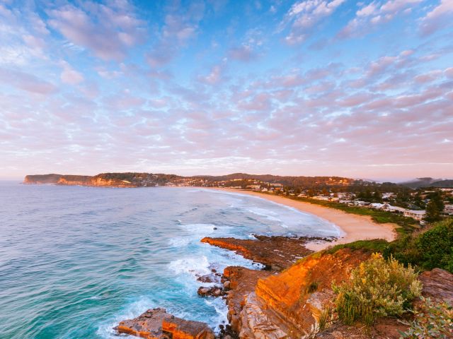 scenic views overlooking North Avoca Beach, Central Coast
