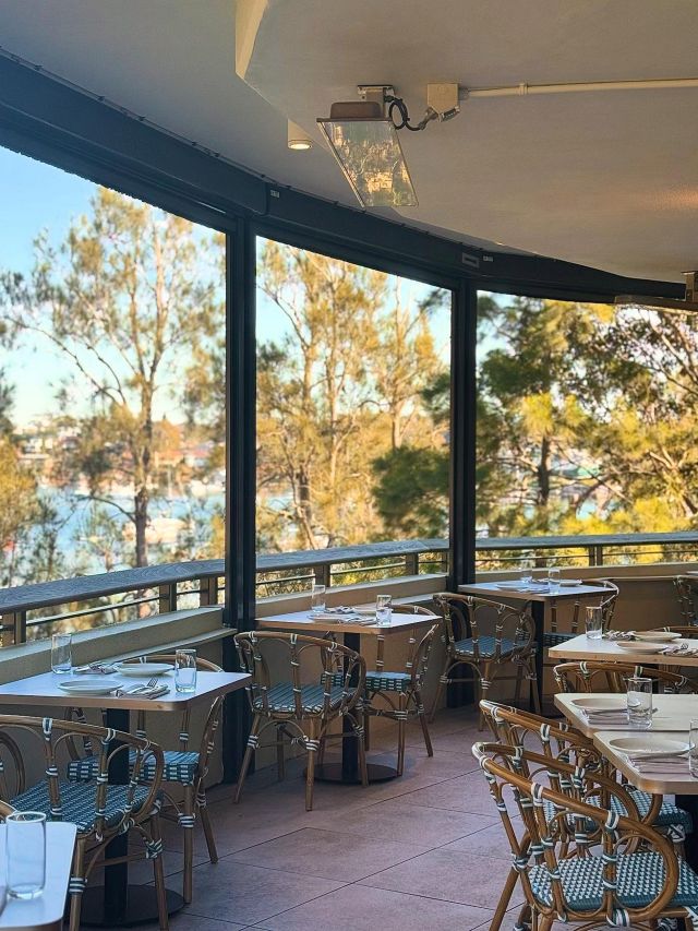the dining interior at Benny’s Cronulla with nature views