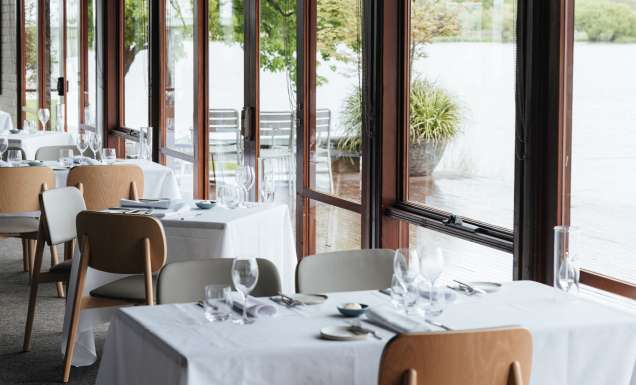the fine dining interior of The Boat House, Canberra