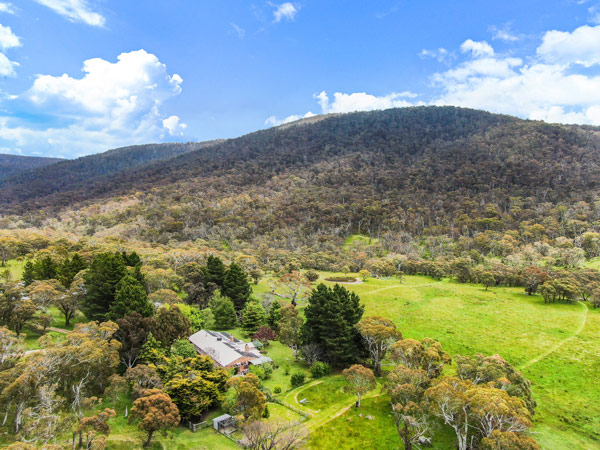 an aerial view of the Big Yard Farm, Jindabyne