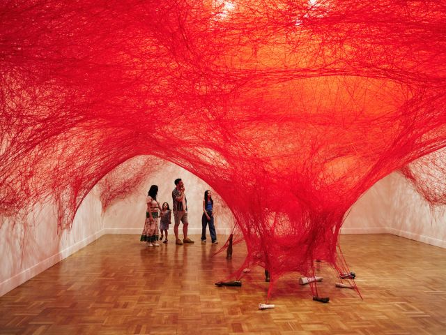 red string installation at the Art Gallery of South Australia