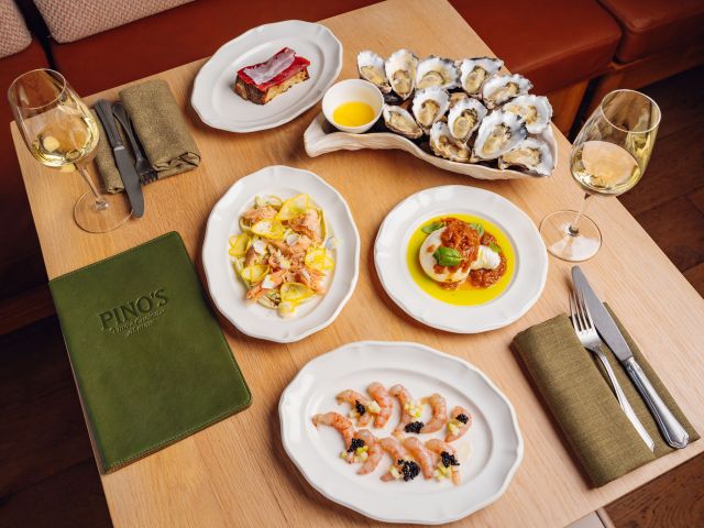 seafood dining by the sea at Pino’s Vino e Cucina al Mare