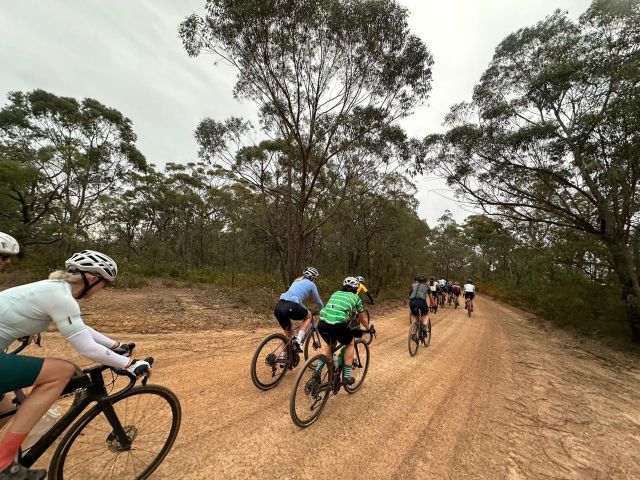 a group of bikers gravel riding in the Hunter Valley