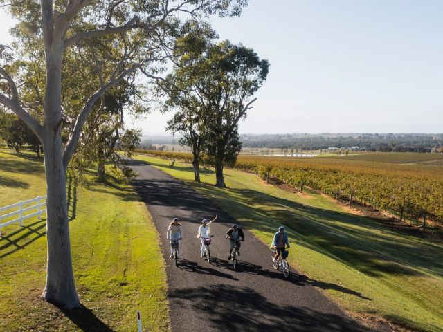 young people biking around Sutton Estate, Hunter Valley