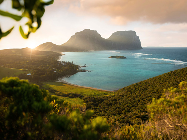 sun rises over Lord Howe Island