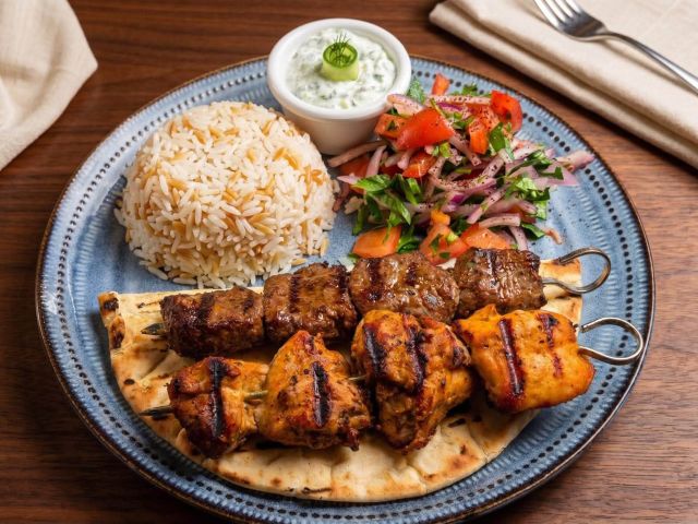 a mixed kebab platter at The Lillipad Cafe, Cairns
