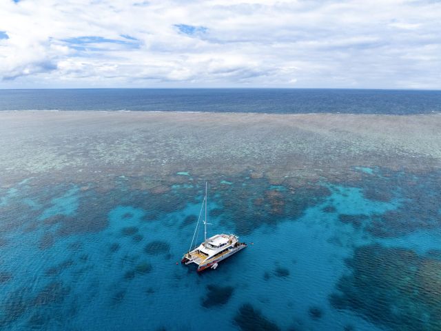 a catamaran exploring The Great Barrier Reef