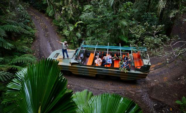 an Army Duck Tour at Rainforestation, Cairns