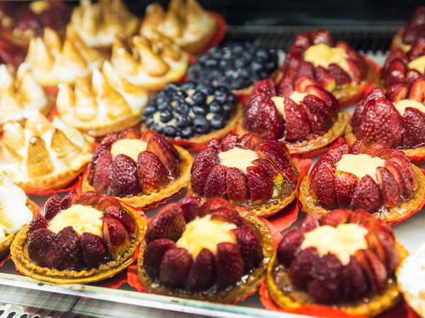 desserts on display at Rusty’s Market, Cairns