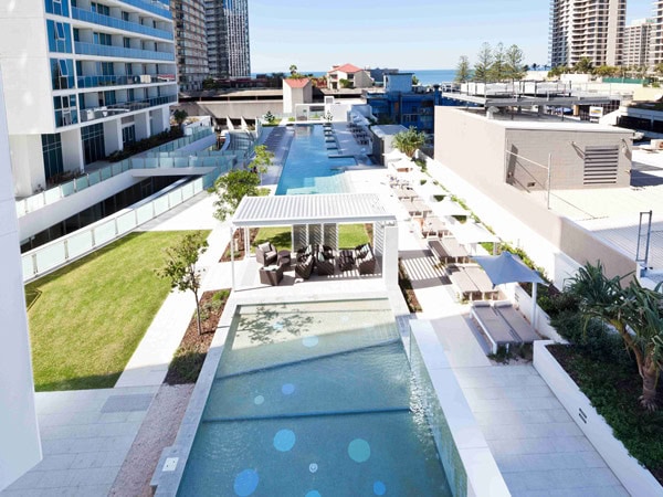 a top view of the pool at Hilton Surfers Paradise, Gold Coast