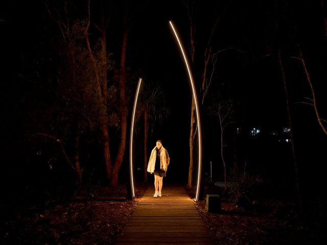 walking through gate to k'gari illumina