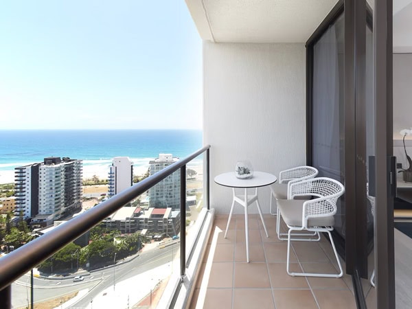 beach views from the balcony of JW Marriot, Gold Coast