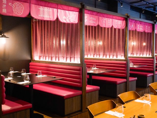 the red booths at Bird's Nest, Brisbane