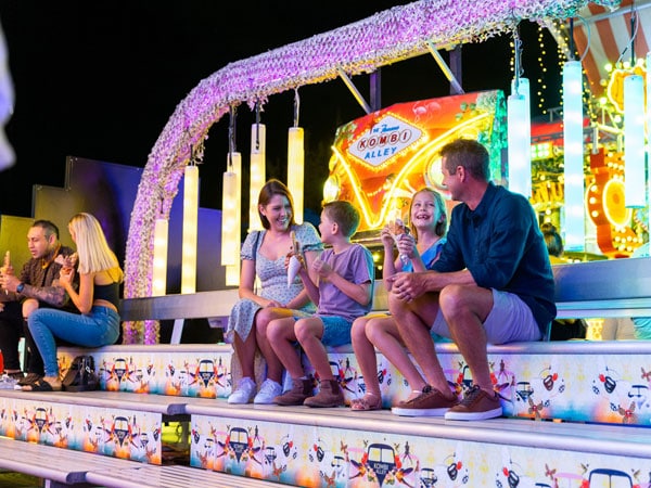 a family hanging out at Kombi Alley, Eat Street Northshore