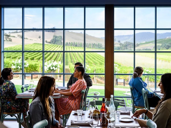 scenic vineyard views from the restaurant at SOUMAH of Yarra Valley