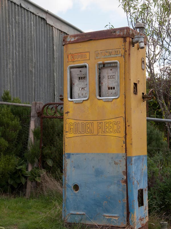 Abandoned Golden Fleece petrol pump in the ghost town of Steiglitz in the Brisbane Ranges, Victoria