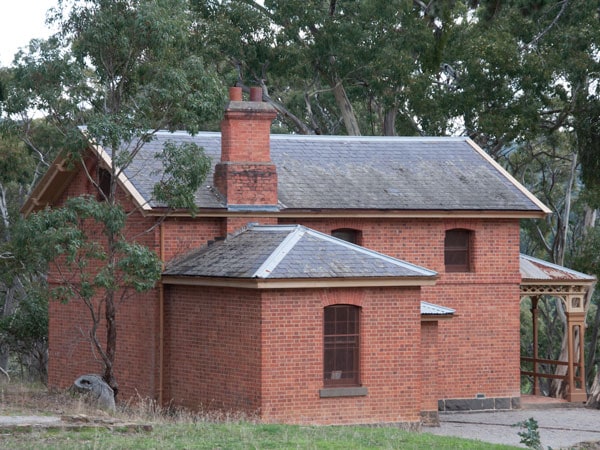 Historic Gold Rush-era courthouse in the ghost town of Steiglitz in the Brisbane Ranges, Victoria, Australia