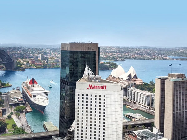 an aerial view of Sydney Harbour Marriott Hotel Circular Quay