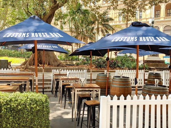 the beer garden at Sydney Harbour Marriott Hotel Circular Quay