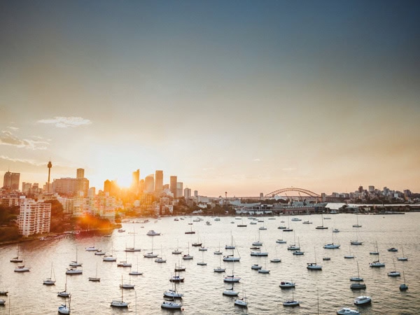 Sydney Harbour with skyline views and Harbour Bridge