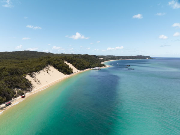an aerial view of Tangalooma Island Resort