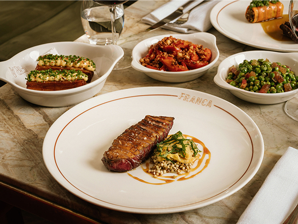 A selection of elegant main meals and entrees at Franca