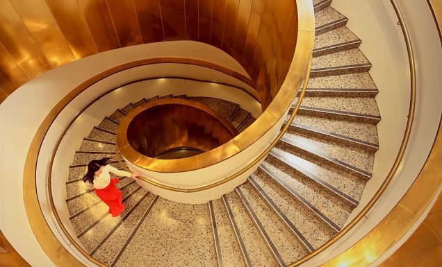 spiral stairacase inside WA Museum Boola Bardi