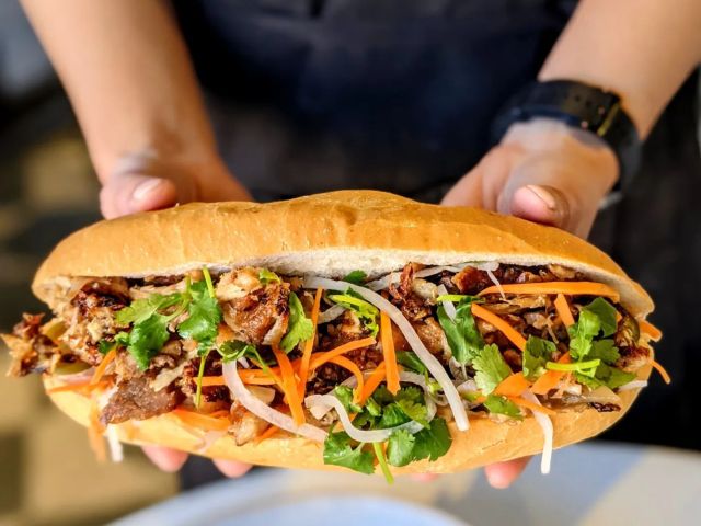 a close-up shot of a vegetable sandwich at Forklore, Perth