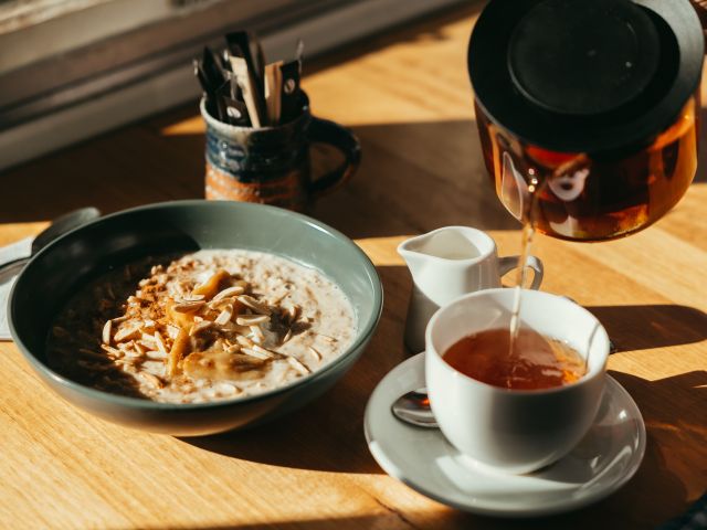 breakfast with tea at Cafe Stepping Stone