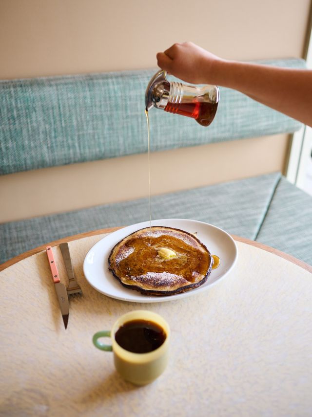 coffee and pancakes at Recess Coffee