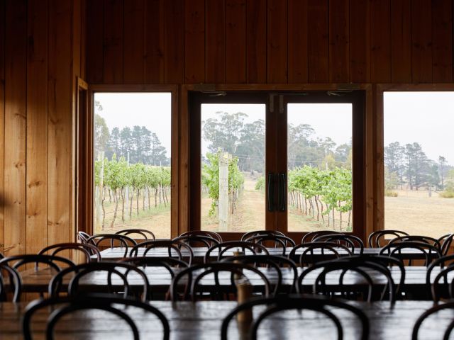 scenic views across the vineyards at Bendooley Estate, Berrima
