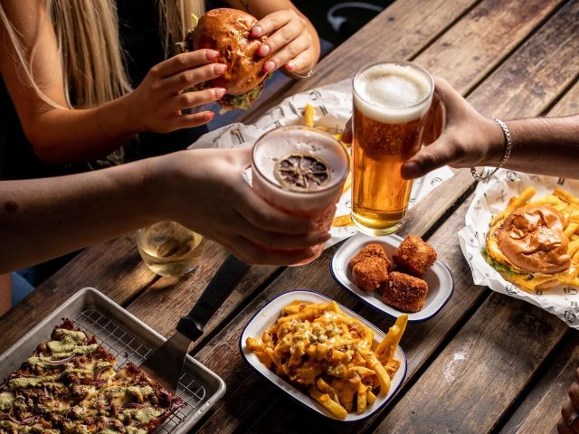 Beer over dinner at Grease Monkey