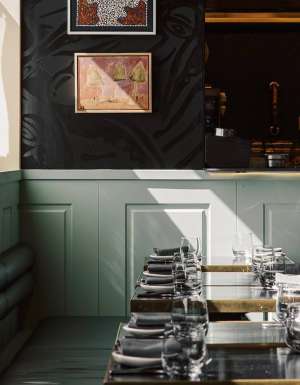 the cosy seating area inside Corella Restaurant & Bar, Canberra