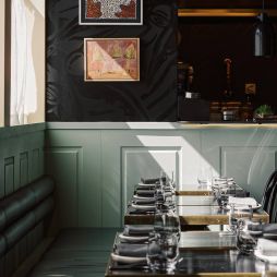 the cosy seating area inside Corella Restaurant & Bar, Canberra