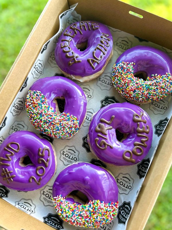 a box of purple donuts from Otto’s Fresh Food Market, Townsville