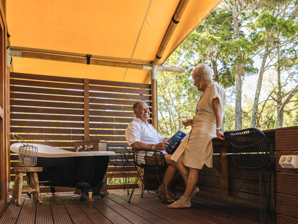 an old couple staying at Woodgate Beach Holiday Park, Great Barrier Reef