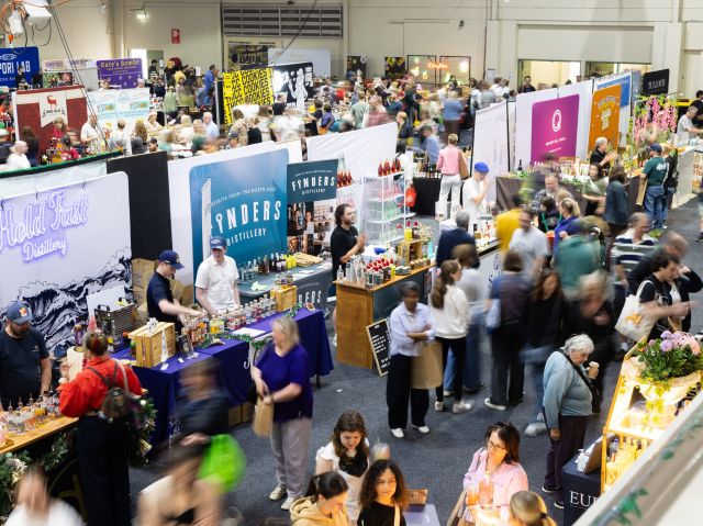 crowded stalls at Handmade Market, Canberra