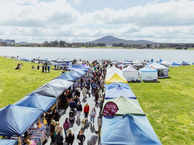 The Little Burley Market stalls from above