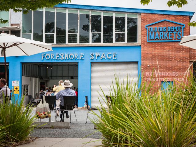 the building exterior of Old Bus Depot Markets