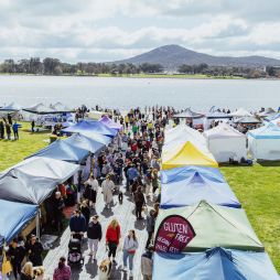 The Little Burley Market stalls from above
