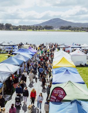 The Little Burley Market stalls from above