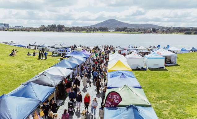 The Little Burley Market stalls from above